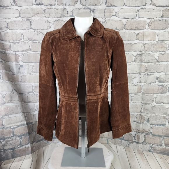 Vintage novelti Suede Jacket Full Zip Brown Size Medium Coastal Cowgirl - Picture 4 of 16